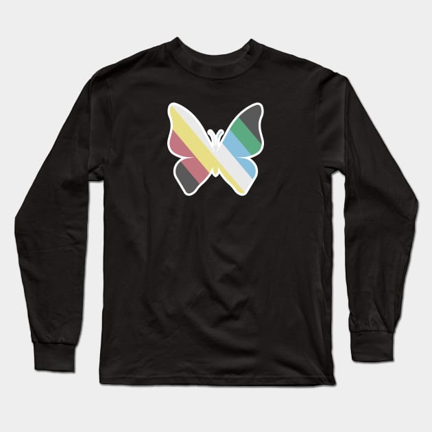 Disability Pride Butterfly Long Sleeve T-Shirt by Purple Bloom Studio